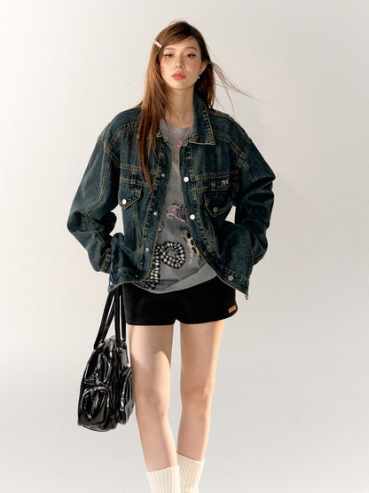 Vintage Collared Denim Jacket