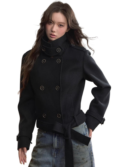 Convertible Wool-Blend Detachable Coat