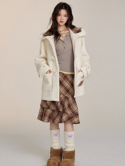 Preppy Plaid Shearling Coat