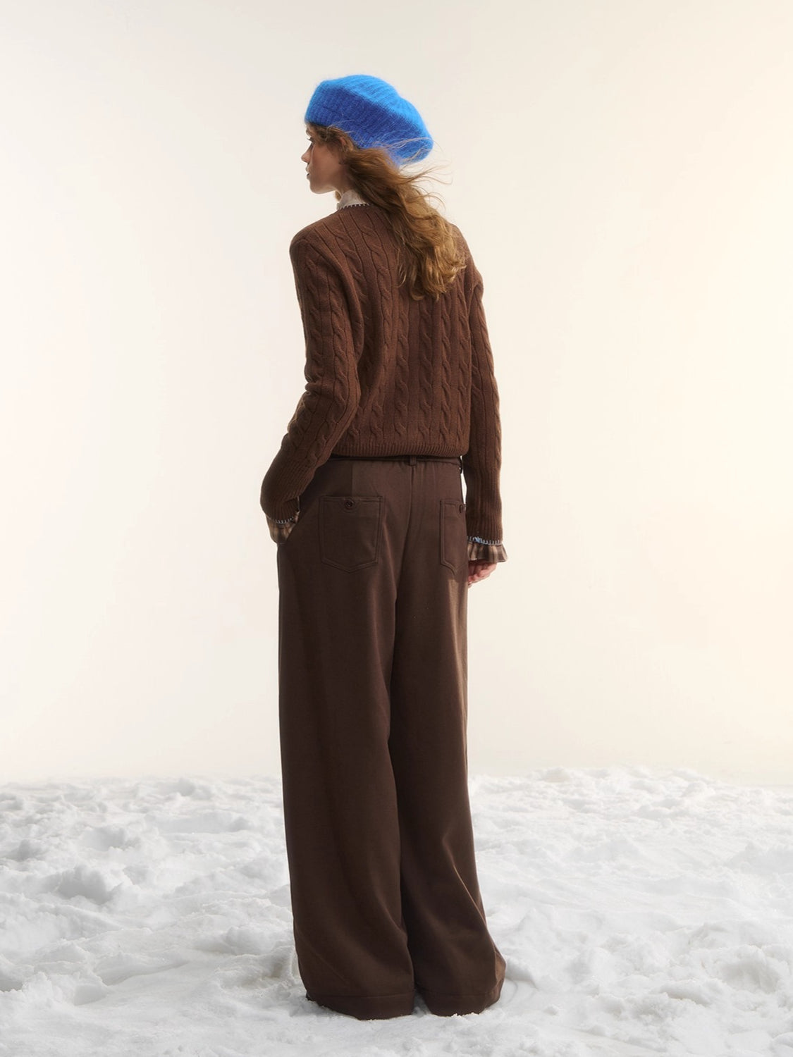 Fleece-Lined Relaxed Belted Trousers