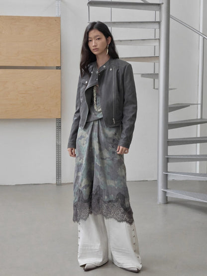 Vintage Cracked Leather Moto Jacket