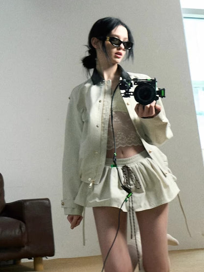 Vintage Intellectual-Style Relaxed Short Jacket