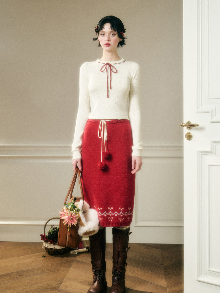 Warm Fabric Color Block Sweater &amp; Skirt Set