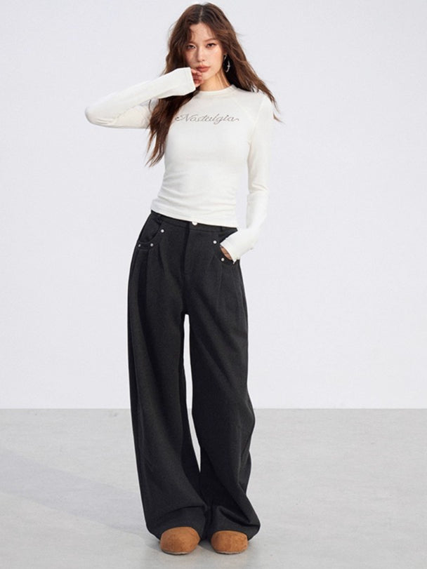 Wool-Blend Wide-Leg Trousers