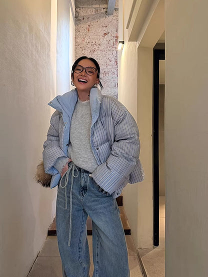 Spray-Dyed Panelled Down Jacket