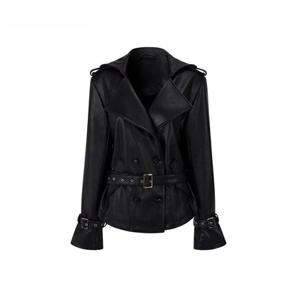 Faux Shearling-Lined Hooded PU Moto Jacket