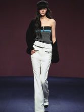 Colorblock Bustier Top & Relaxed Wool-Blend Knit Cardigan Set - CHINASQUAD
