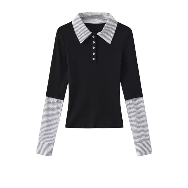 Layered-Style Collar Knit Polo