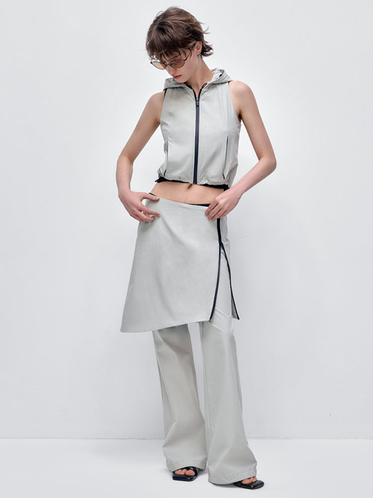 Sleeveless Hooded Zipper Double-layer Vest