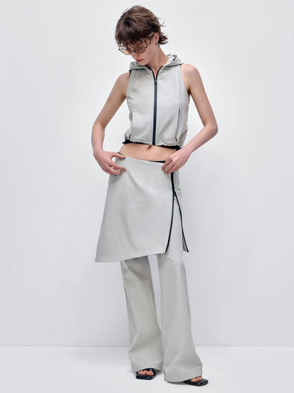 Sleeveless Hooded Zipper Double-layer Vest