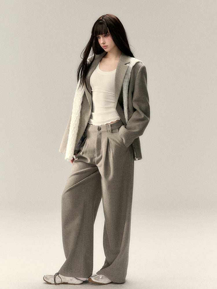 Extra-Long Thick Wool Tailored Pants