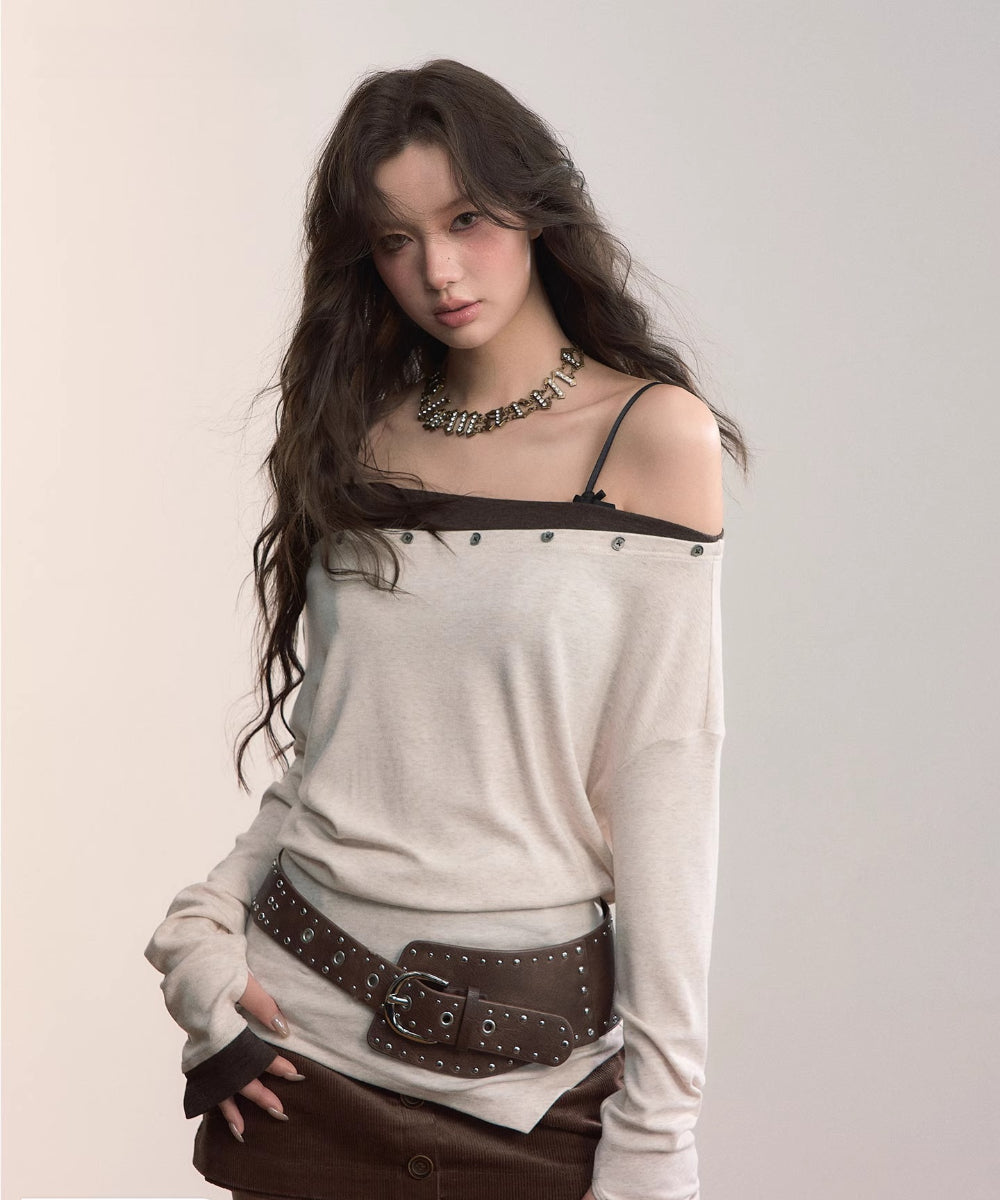 Asymmetric Off-Shoulder Knitwear