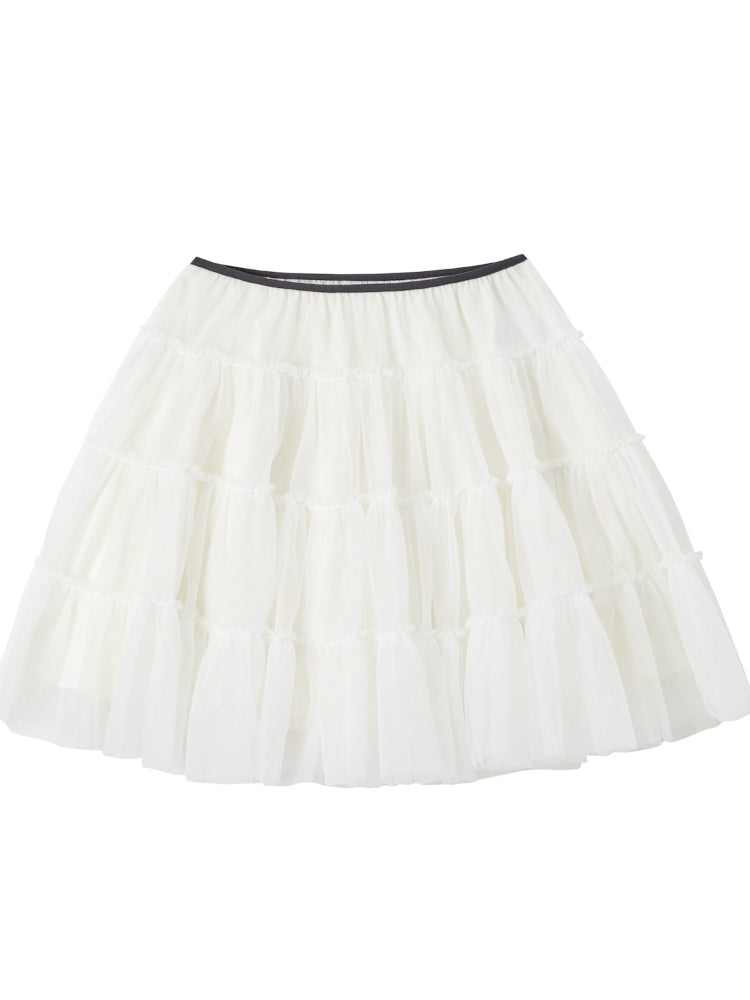 White Tulle Puffy Skirt White S