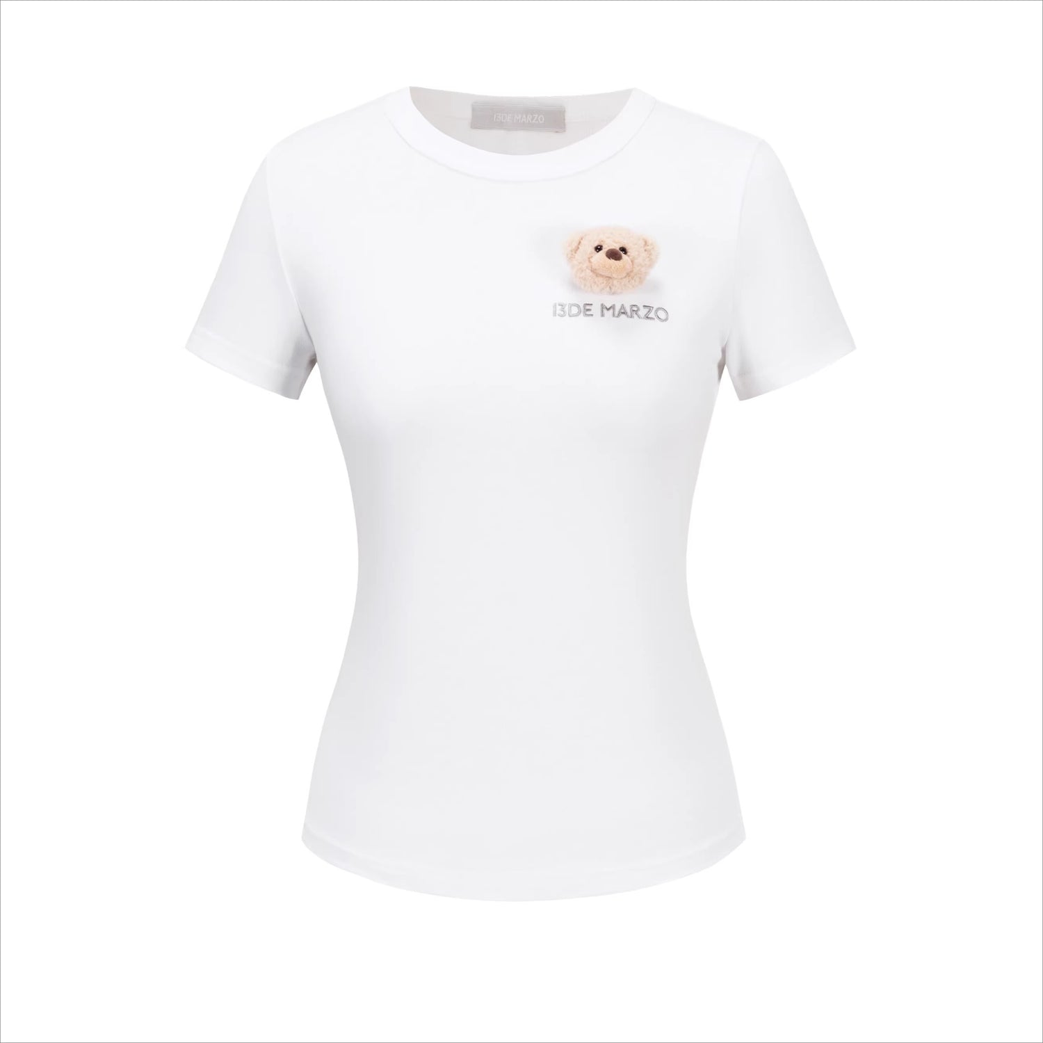 Bear Motif Fitted Cotton Tee