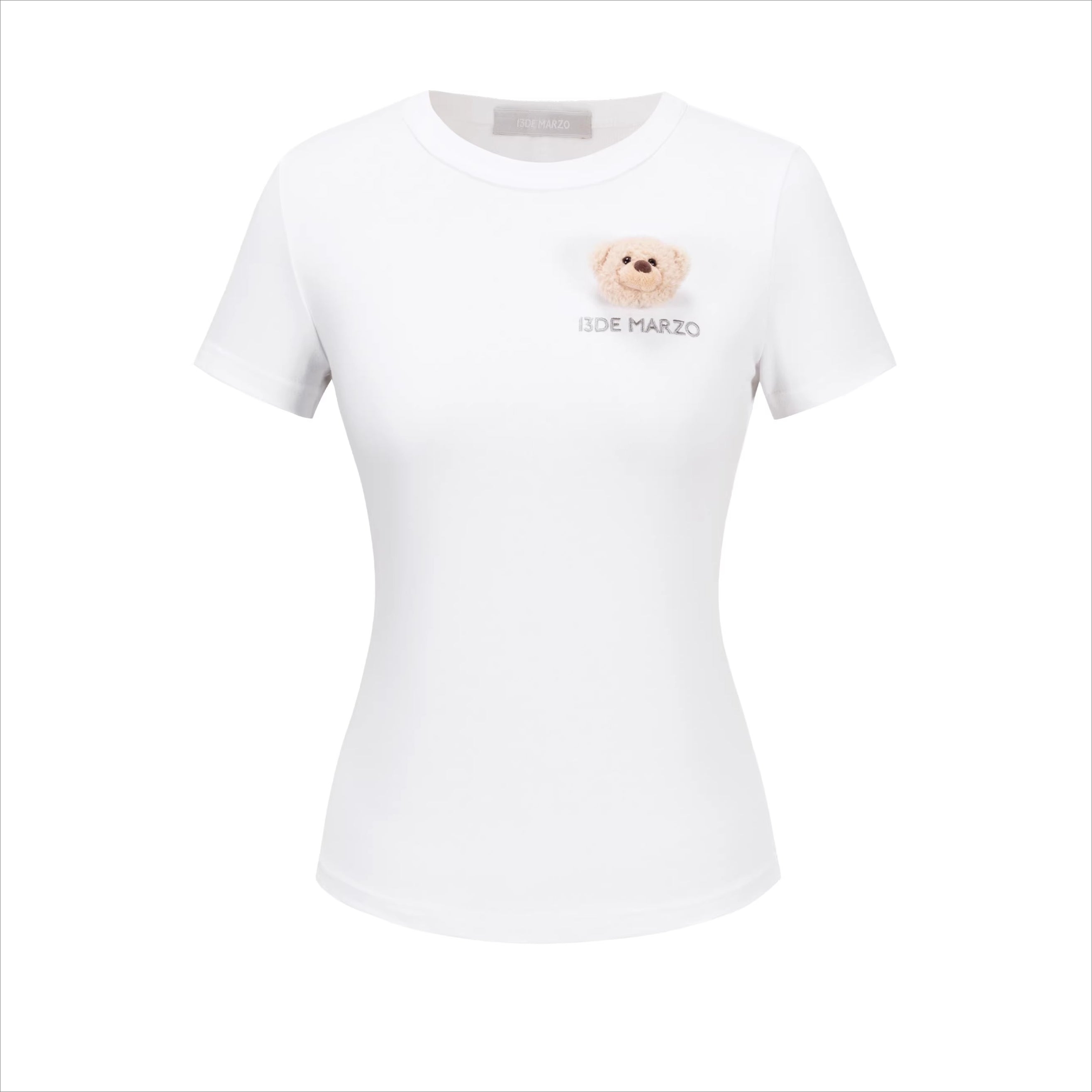Bear Motif Fitted Cotton Tee