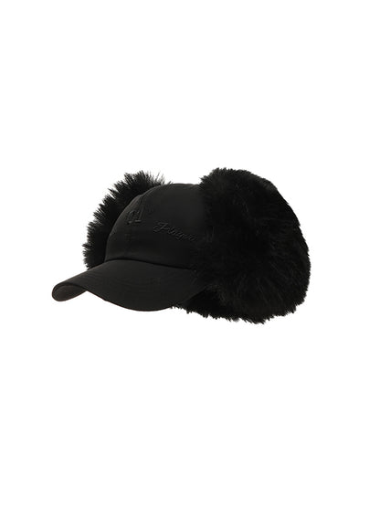 Embroidered Fur Baseball Cap