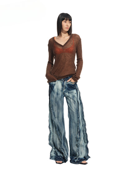 Alpaca Irregular Thin Long-sleeve Blouse - CHINASQUAD