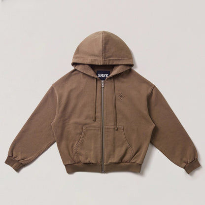 Cross Emblem Oversized Zip-up Hoodie