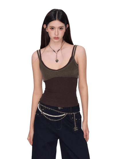 Colorblock Knit Camisole Vest