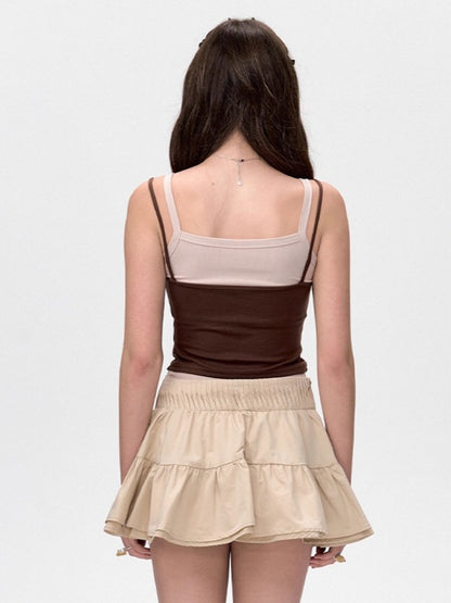 Layered-Effect Spliced Camisole Tank Vest
