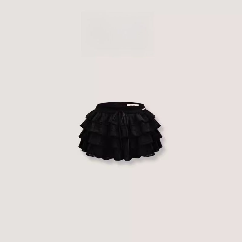 Embroidered Tiered Puff Mini Skirt