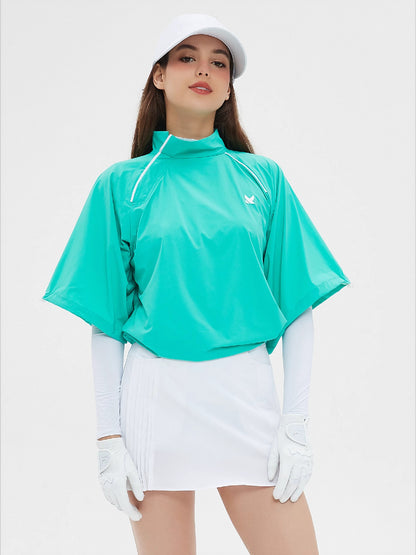 Golf High-neck Windbreaker Top &amp; A-line Skirt Set