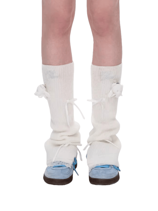 Sweet Lace Teddy Bear Slouchy Leg Warmers