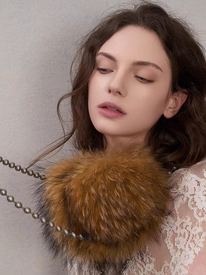 Raccoon Fur Metal-Logo Earmuffs