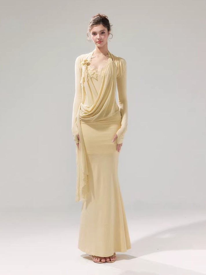 Knit Mesh Top Camisole &amp; Maxi Skirt Set