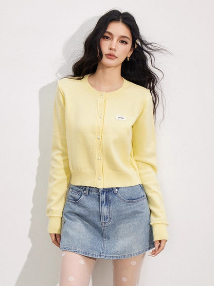 Rolled-Edge Knit Cardigan