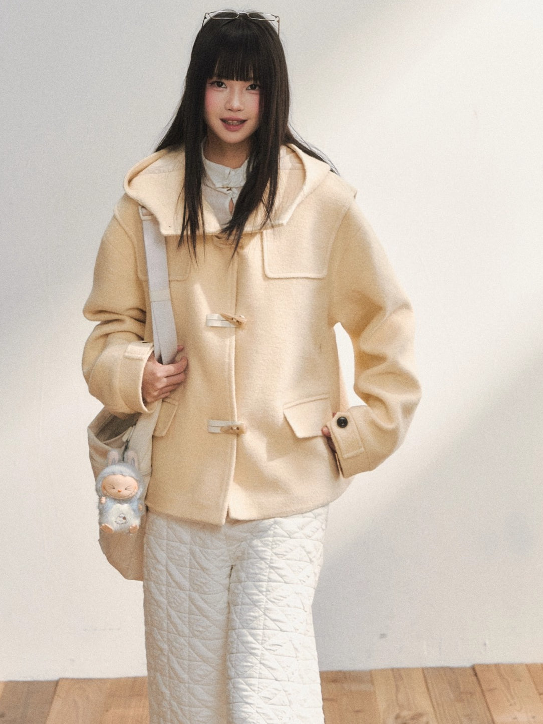 Two-Tone Wool Duffle Jacket
