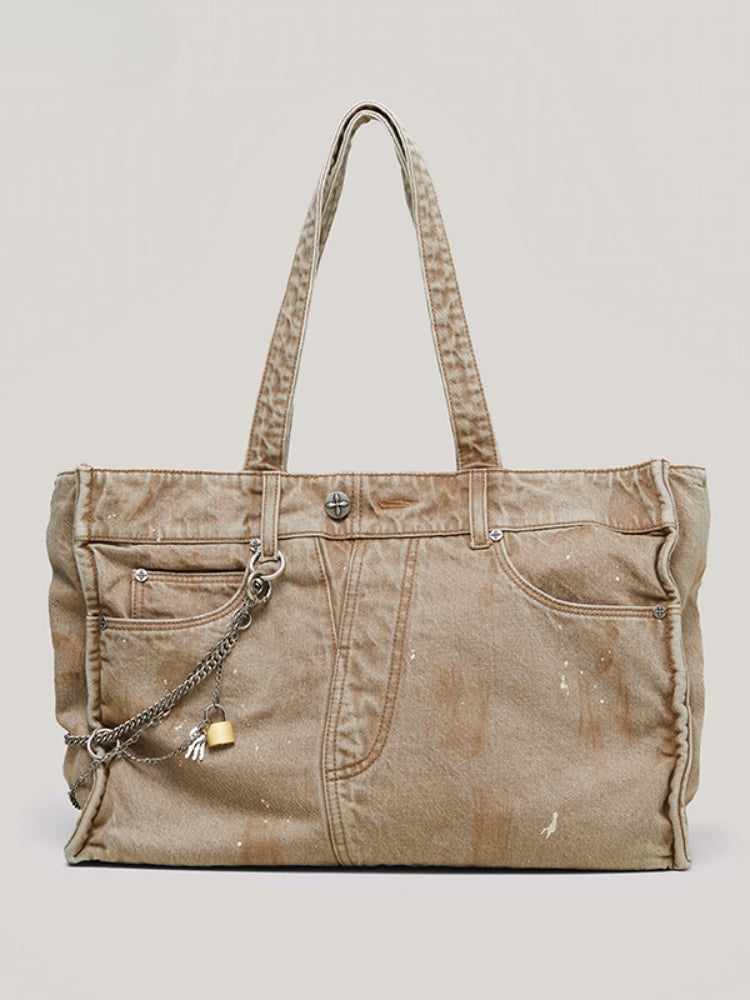 Compass Badge Patina Leather Flip Bag Medium Caramel Patina - CHINASQUAD