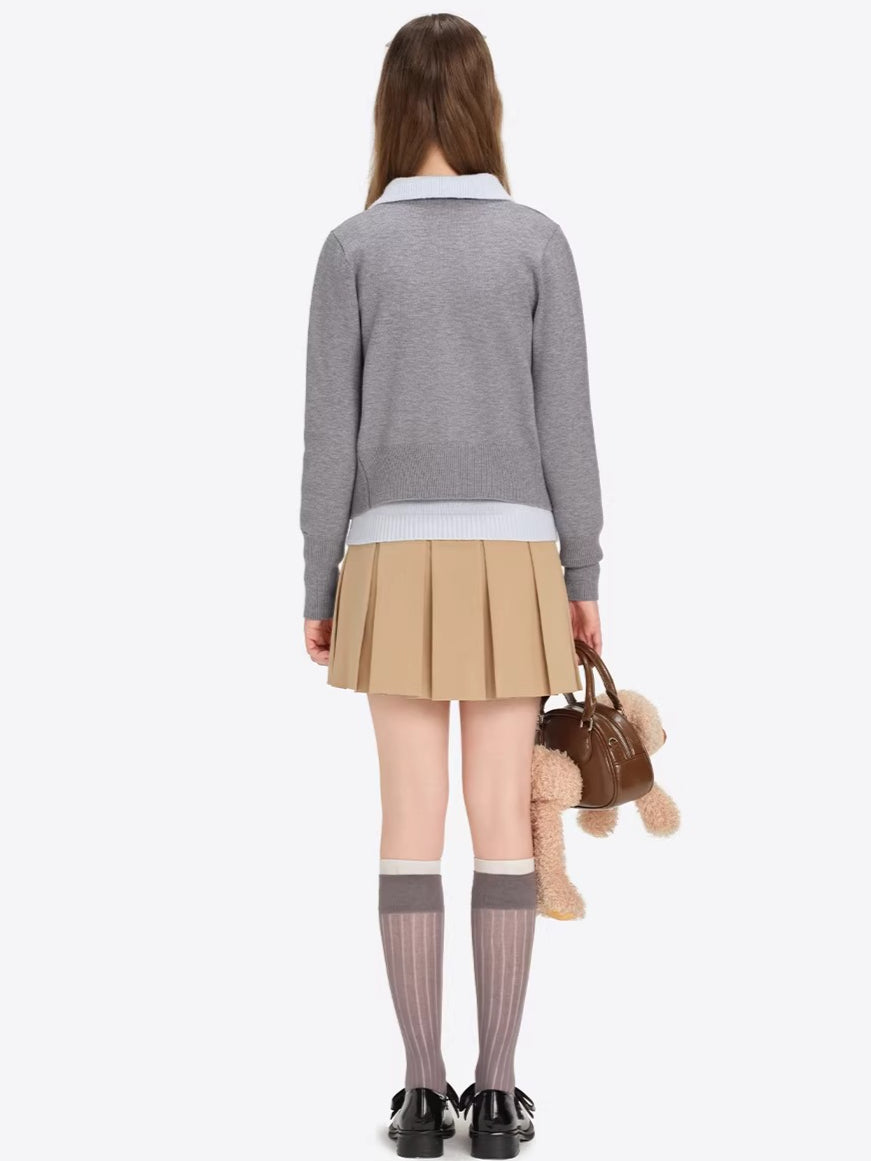 Cropped Knit Cardigan Sweater