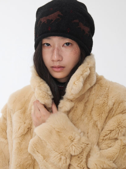 Heavycrafted Rex Rabbit Fur Panel Shirt Jacket