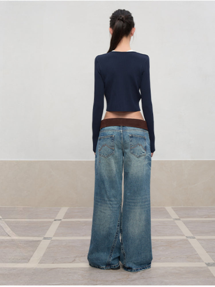 Spun Long-Sleeve Knit Cardigan