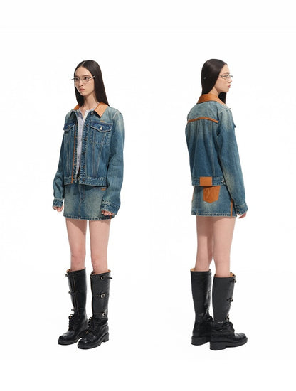 &quot;Savanna Series&quot; Washed Panel Denim Jacket - CHINASQUAD