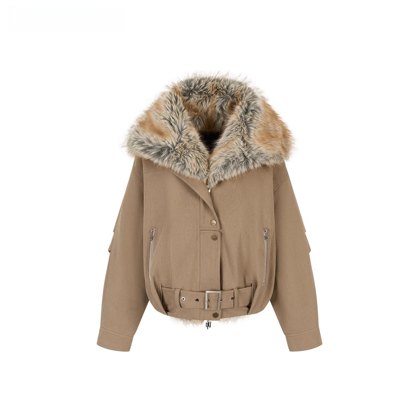 Detachable Gradient Faux Fur Padded Jacket