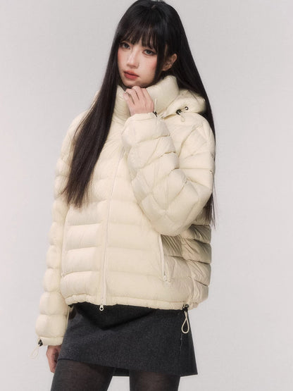 White Duck Down Hooded Puffer Jacket