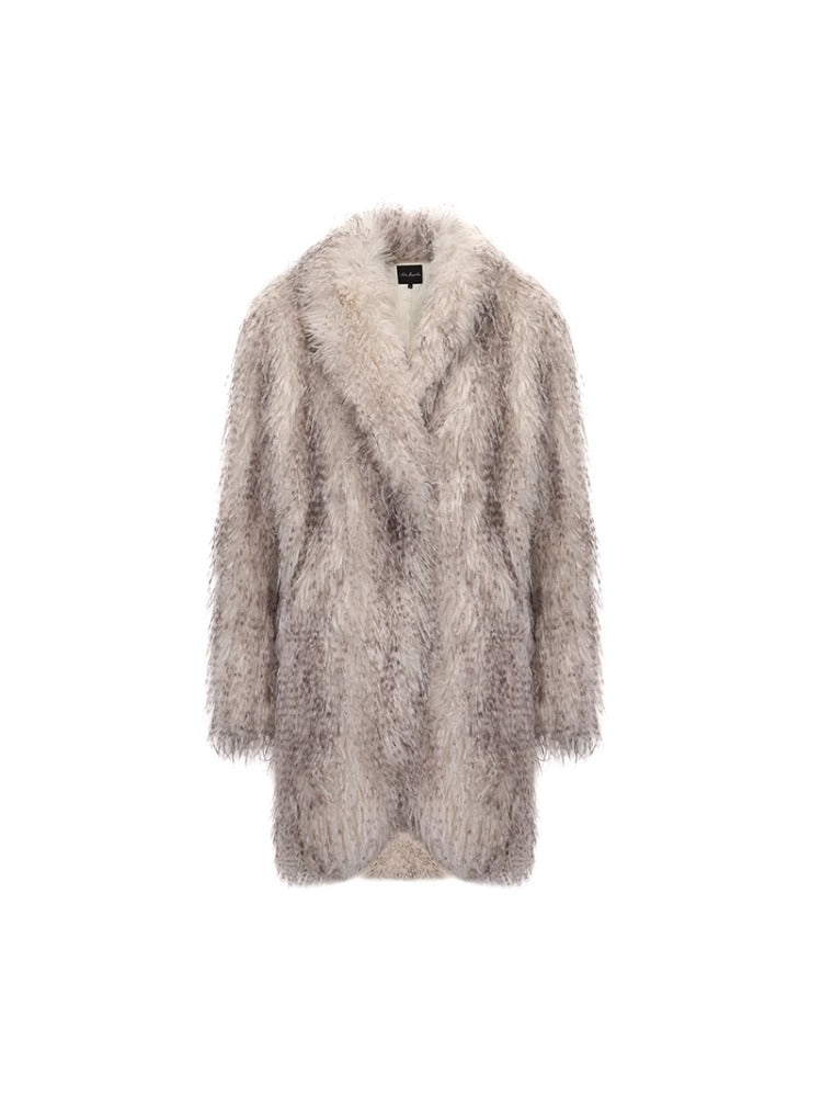 Wild Pattern Eco Fur Jacket