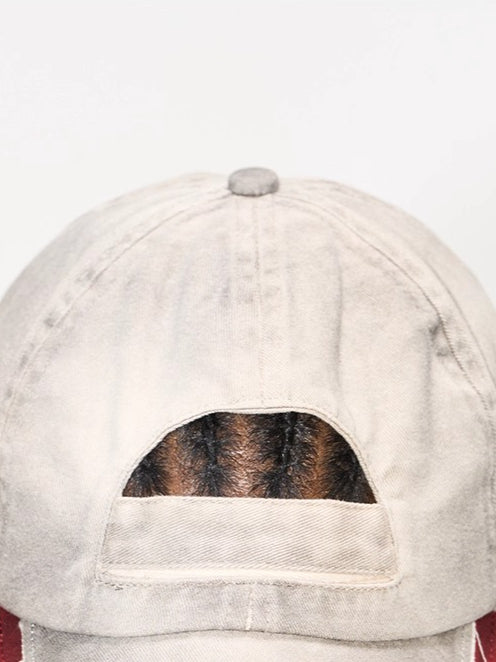 Distressed Washed Adjustable Patchwork Baseball Cap