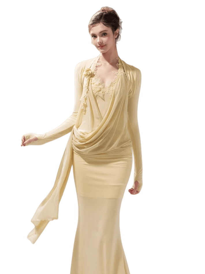 Knit Mesh Top Camisole &amp; Maxi Skirt Set