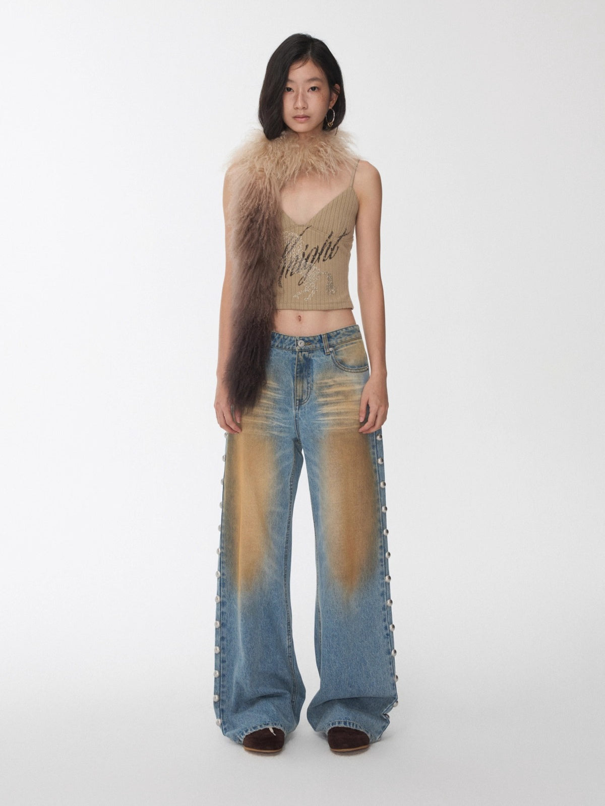 Knight Horse Rhinestone Cable-Knit Camisole