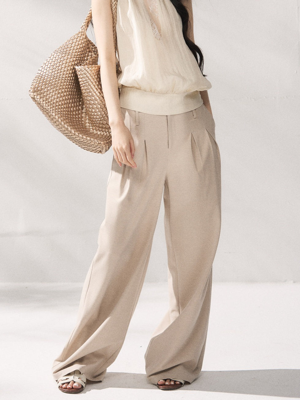 High-Waisted Relaxed Wide-Leg Trousers