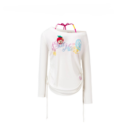 Asymmetric Shoulder Long Sleeve Top Set