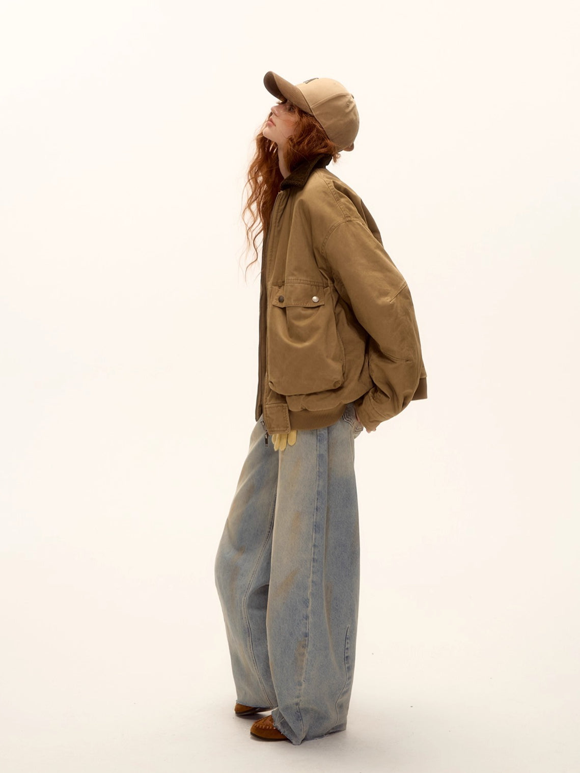 Vintage Washed Distressed Wide-Leg Denim Pants