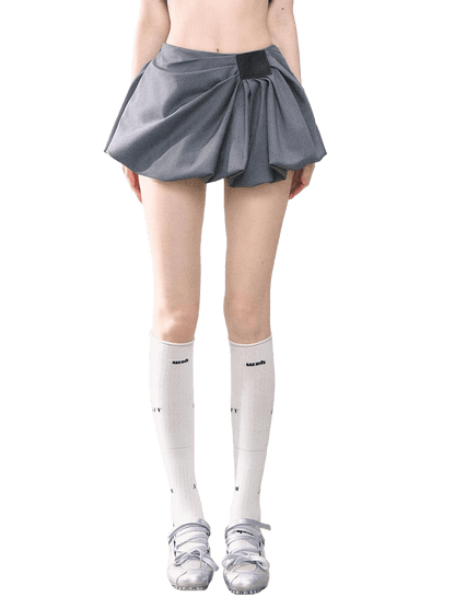 American-Style High-Waist Bubble Mini Skirt