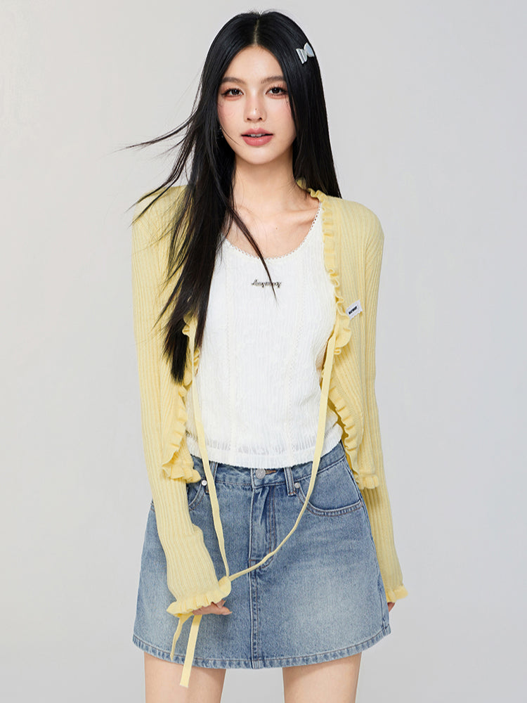 Lace Choker U-Neck Vest