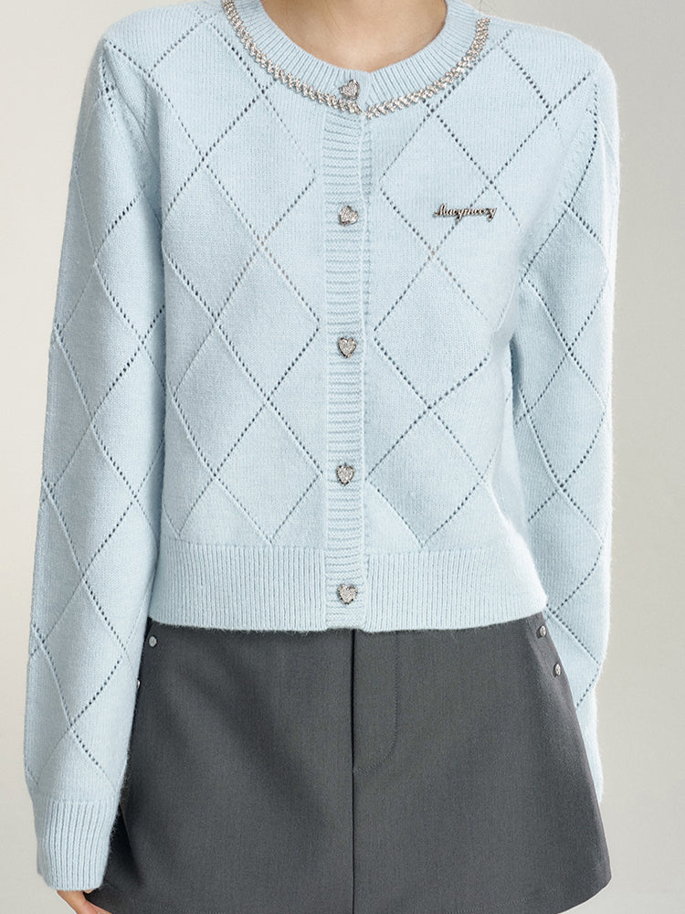 Diamond-Patterned Cardigan