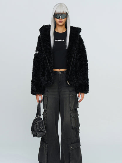 Cross Patch Fur Coat