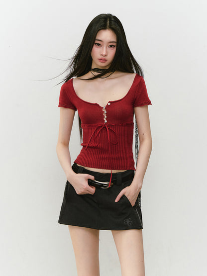 Bowknot Lyocell Knit T-shirt - CHINASQUAD